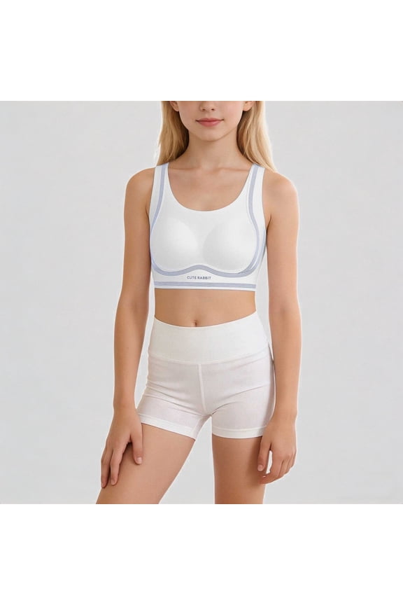 Teen Girls Seamless Wireless Training Bra with Contrast Stitching Comfort Stretch Supportive Bralette for School, Sports & Daily Wear,14-15 Years