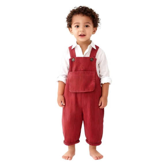 REDARER Toddler Baby Corduroy Overalls Lined Warm Suspender Pants Boys Girls Casual Winter Playwear Jumpsuit,0-6 Months