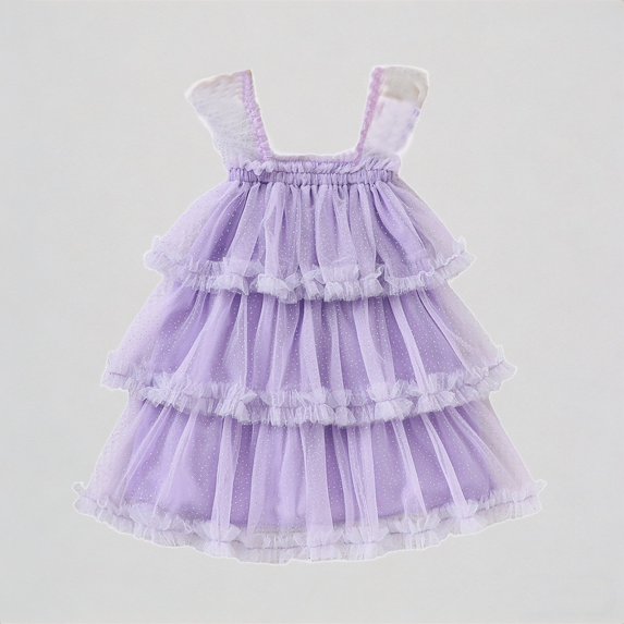 REDARER Toddler Baby Girls Tiered Tulle Dress Ruffle Straps Sparkle Dot Print Sleeveless Summer Fashion Dress,2-3 Years