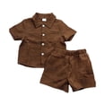 thumbnail image 1 of REDARER Toddler Boys 2-Piece Outfit, Textured Short Sleeve Shirt & Shorts, Stylish Casual Summer Set,18-24 Months, 1 of 4