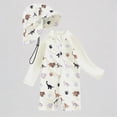 thumbnail image 1 of REDARER Toddler Boys' 2-Piece Swim Set – Whale Print Long-Sleeve Rash Guard Romper + Neck-Flap Swim Hat, UV-Protective Beachwear,0-3 Months, 1 of 4