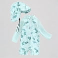 thumbnail image 1 of REDARER Toddler Boys' 2-Piece Swim Set – Whale Print Long-Sleeve Rash Guard Romper + Neck-Flap Swim Hat, UV-Protective Beachwear,2-3 Years, 1 of 4