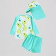 thumbnail image 1 of REDARER Toddler Boys 3-Piece Swim Set – Cute Print Long Sleeve Rash Guard, Swim Trunks & Matching Hat, UPF 50+ Sun Protection for Summer Beach Pool Outfit,3-6 Months, 1 of 8