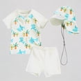 thumbnail image 1 of REDARER Toddler Boys' 3-Piece Swim Set – Tree Print Rash Guard + Trunks + Adjustable Swim Cap, UV-Protective Beach Swimwear,6-12 Months, 1 of 4
