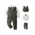 thumbnail image 1 of REDARER Toddler Boys 4-Piece Gentleman Outfit, Plaid Long Sleeve Shirt with Vest Pants Tie Set for Occasions & Photoshoots,Size:3-4 Years, 1 of 3