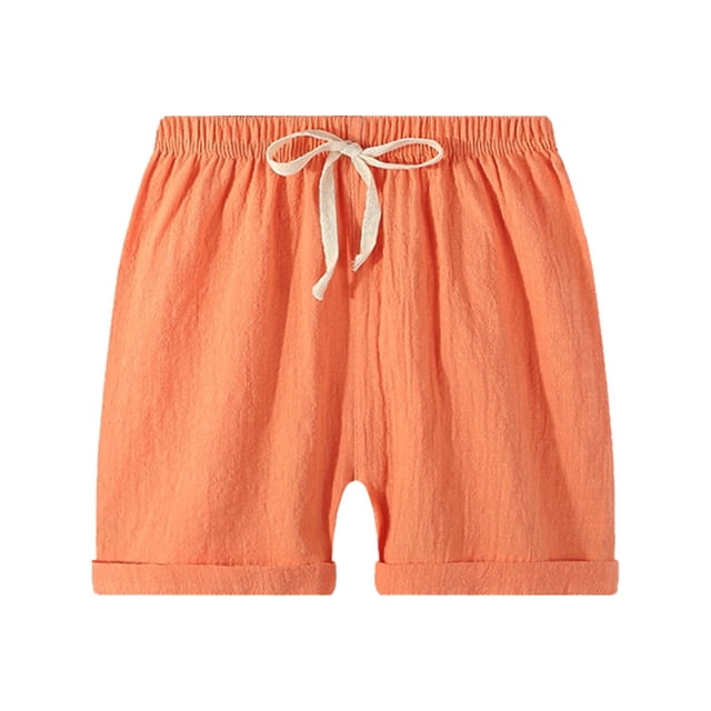 REDARER Toddler Boys' Cotton Linen Shorts, Elastic Waist with Drawstring Casual Summer Beach Shorts,18-24 Months