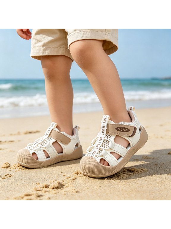 Toddler Boys Girls Closed Toe Sandals Adjustable Strap Breathable Mesh Anti Collision Lightweight Non Summer Outdoor Play Footwear,3-3.5 Years