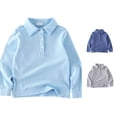 thumbnail image 1 of REDARER Toddler Boys Long Sleeve Polo Shirt Solid Soft Button Front Kids Spring Fall School Uniform Tops,3-4 Years, 1 of 3