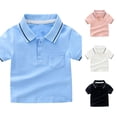 thumbnail image 1 of REDARER Toddler Boys Striped Collar Short Sleeve Pocket Polo Solid Soft Kids School Uniform Tops,5-6 Years, 1 of 4