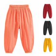 thumbnail image 1 of REDARER Toddler Crinkle Cotton Harem Pants Elastic Waist Ankle Soft Breathable Summer Casual Kids Long Trousers,3-4 Years, 1 of 3