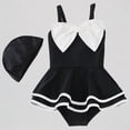 thumbnail image 1 of REDARER Toddler Girls 2-Piece Swim Set – Bowknot Swimsuit + Matching Cap, Ruffled Hem Design, Cute Stylish Style for Summer Beach Outdoor Play,7-8 Years, 1 of 4
