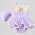 thumbnail image 1 of REDARER Toddler Girls 2-Piece Swim Set – Bowknot Swimsuit + Matching Cap, Ruffled Hem Design, Cute Stylish Style for Summer Beach Outdoor Play,7-8 Years, 1 of 9