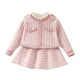 thumbnail image 1 of REDARER Toddler Girls 2PC Set: Plaid Knit Top & Skirt, Fall Casual Dressy Outfit, Kids Sets Clothes, for Size 12-18 Months, 1 of 9