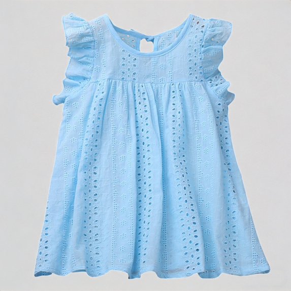 REDARER Toddler Girls' Eyelet Lace Dress, Ruffle Fly Sleeve Summer Dress, Casual Princess Dress for Kids,3-4 Years