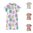 thumbnail image 1 of REDARER Toddler Girls Floral Print One-Piece Rash Guard, Short Sleeve Zip-Front UPF 50+ Swimsuit,18-24 Months, 1 of 4