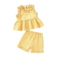 thumbnail image 1 of REDARER Toddler Girls Gingham Ruffle Sleeveless Top and Shorts Two-Piece Summer Outfit,18-24 Months, 1 of 8