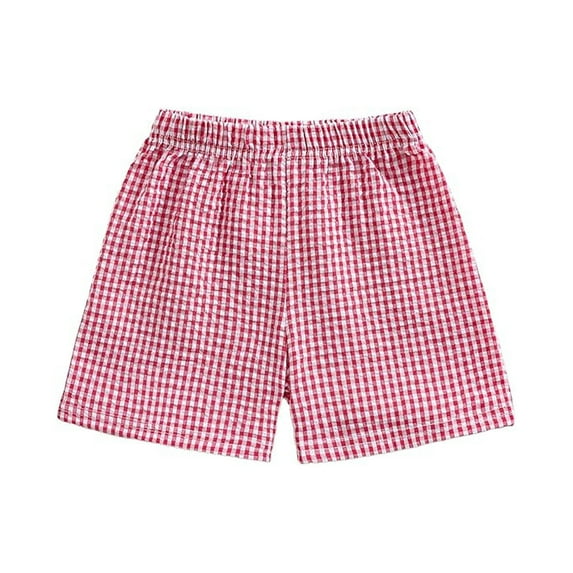 REDARER Toddler Girls' Gingham Shorts Plaid Elastic Waist Breathable Linen Blend Summer Casual Bottoms,9-12 Months