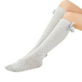 thumbnail image 1 of REDARER Toddler Girls' Knee-High Socks Diamond Knit Pattern with Bow Detail Breathable Combed Cotton Stockings,3-8 Years, 1 of 3