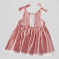 thumbnail image 1 of REDARER Toddler Girls' Linen Blend Tie-Strap Dress with Lace Trim & Pleated Skirt Casual Summer Beach Outfit,6-7 Years, 1 of 3