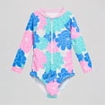 thumbnail image 1 of REDARER Toddler Girls One-Piece Rash Guard Swimsuit: Floral Print, Long-Sleeve & Zipper Design – UPF 50+ Summer Beach Bathing Swimwear,2-3 Years, 1 of 4