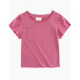thumbnail image 1 of REDARER Toddler Girls Puff Sleeve Lettuce Edge Tee Solid Casual Summer Basic Top,4-5 Years, 1 of 9
