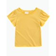 thumbnail image 1 of REDARER Toddler Girls Puff Sleeve Lettuce Edge Tee Solid Casual Summer Basic Top,4-5 Years, 1 of 6