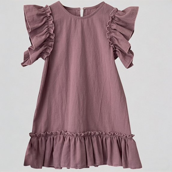 REDARER Toddler Girls' Ruffle Dress, Summer Cotton Loose Fit Princess Dress, Flutter Sleeve Dress for Kids,2-3 Years