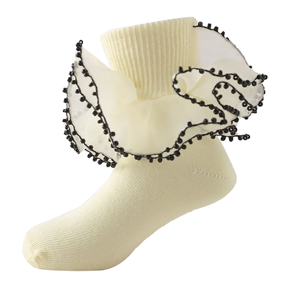 REDARER Toddler Girls' Ruffle Socks - Lace Ankle Socks with Wave Cuffs, Breathable Non- Floor Socks
