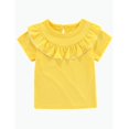 thumbnail image 1 of REDARER Toddler Girls Ruffle Short Sleeve T-Shirt Solid Crew Neck Casual Daily Top,2-3 Years, 1 of 5