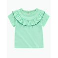 thumbnail image 1 of REDARER Toddler Girls Ruffle Short Sleeve T-Shirt Solid Crew Neck Casual Daily Top,2-3 Years, 1 of 9