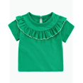 thumbnail image 1 of REDARER Toddler Girls Ruffle Short Sleeve T-Shirt Solid Crew Neck Casual Daily Top,4-5 Years, 1 of 6