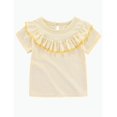 thumbnail image 1 of REDARER Toddler Girls Ruffle Short Sleeve T-Shirt Solid Crew Neck Casual Daily Top,4-5 Years, 1 of 8
