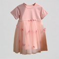 thumbnail image 1 of REDARER Toddler Girls' Short Sleeve Tulle Dress, 3D Butterfly Applique Princess Dress, Summer Casual Party Dress for Kids,6-7 Years, 1 of 5