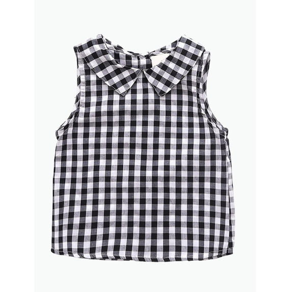 REDARER Toddler Girls Sleeveless Gingham Flutter Collar Tank Top Casual Summer Daily Wear,18-24 Months