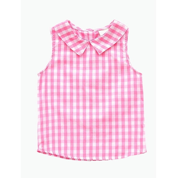 REDARER Toddler Girls Sleeveless Gingham Flutter Collar Tank Top Casual Summer Daily Wear,9-12 Months
