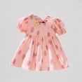 thumbnail image 1 of REDARER Toddler Girls' Strawberry Print Dress, Puff Sleeve Bow-Back Princess Dress, Casual Summer Dance & Party Outfit for Kids,18-24 Months, 1 of 6