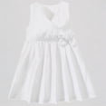 thumbnail image 1 of REDARER Toddler Girls' Summer Cotton Linen Dress with V-Neck & Side Bow, Breathable Elastic Waist Casual Daily Kids Outfit,3-4 Years, 1 of 3