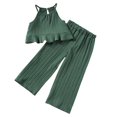 thumbnail image 1 of REDARER Toddler Girls Summer Outfit Set - Ruffle Sleeveless Top & Wide Leg Pants, Cute Playwear (2025 Summer),Size for 5-6 Years, 1 of 7