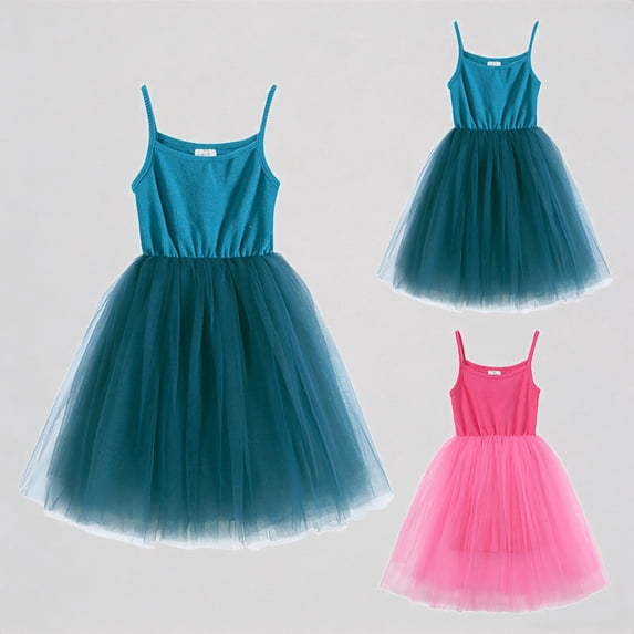 REDARER Toddler Girls' Tutu Dress, Spaghetti Strap Cotton Bodice Tulle Skirt, Sleeveless Princess Party Dress for Kids,3-4 Years