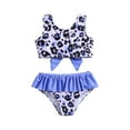 thumbnail image 1 of REDARER Toddler Girls Two Piece Swimsuit Leopard Print Bowknot Ruffle Trim Cute Bikini Set Summer Beach Swimwear,3-4 Years, 1 of 5