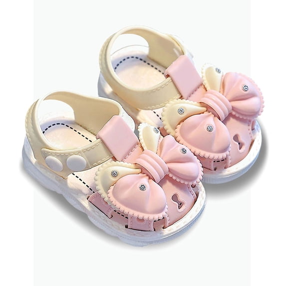 REDARER Toddler Kids Bow Rhinestone Closed Toe Sandals Non- First Walker Shoes for Girls Summer,6