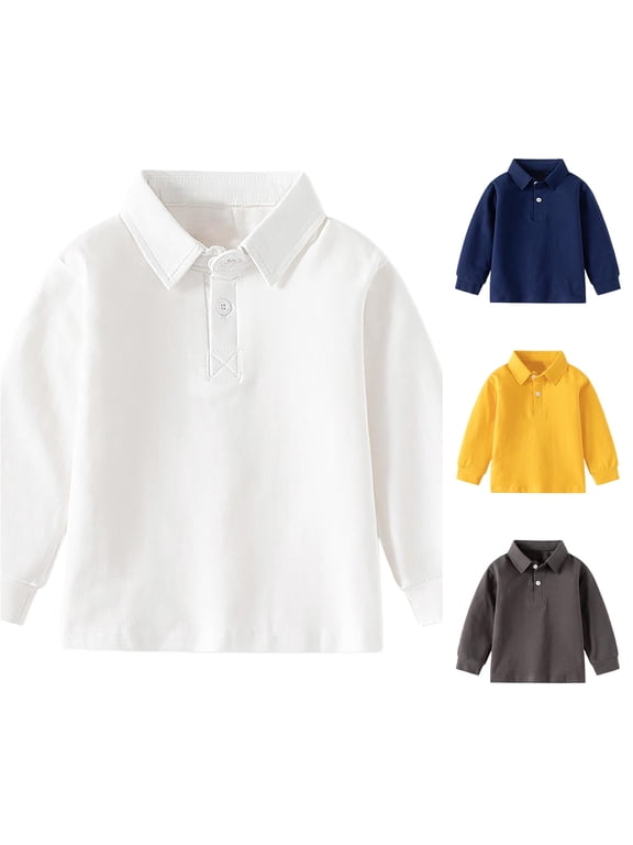 Toddler Kids Long Sleeve Polo Soft Knit Solid Fall Winter School Casual Tops School Uniform,4-5 Years