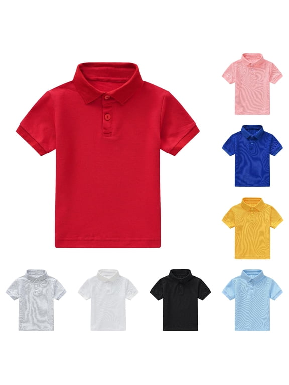 Toddler Kids Short Sleeve Polo Soft Breathable Solid Summer School Holiday Casual Tops School Uniform,3-4 Years