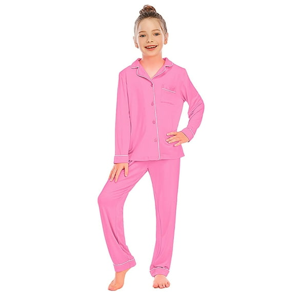 REDARER Toddler Pajama Set - 2-Piece Long Sleeve & Pants, Soft Button-Up Collar, Loose Fit Sleepwear,Size for 8-9 Years