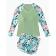 thumbnail image 1 of REDARER Tropical Floral Print Long Sleeve Rash Guard & Swim Shorts Set (Girls) 2-Piece,13-14 Years, 1 of 5