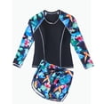 thumbnail image 1 of REDARER Tropical Floral Print Long Sleeve Rash Guard & Swim Shorts Set (Girls) 2-Piece,15-16 Years, 1 of 4