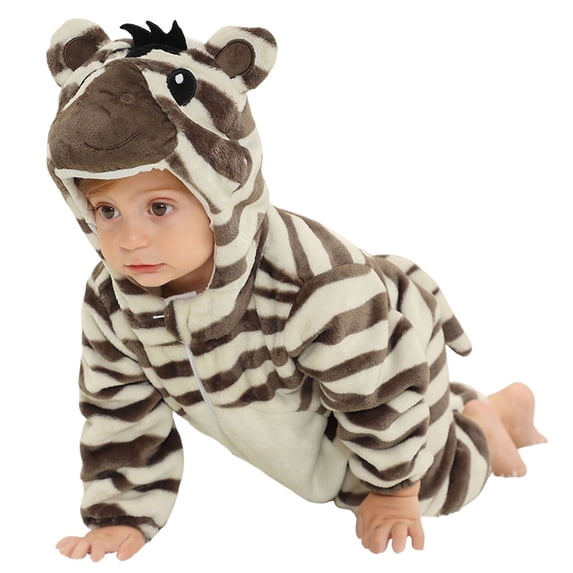 REDARER Unisex Baby Lion Hooded Fleece Zipper Jumpsuit Costume for Halloween Cosplay Party Photoshoot Stage Show Holiday Dress Up Outfit,6-12 Months