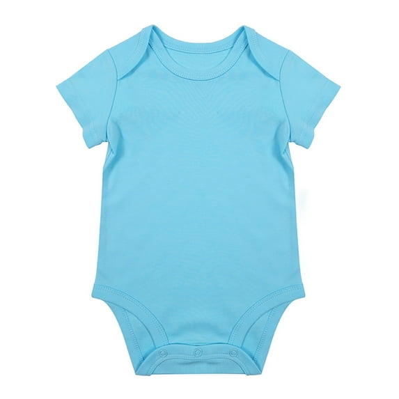 Unisex Baby Solid Baby Bodysuit Romper Blank for Boys Girls Toddler Plain Short Sleeve Jumpsuit,Color:Sky Blue Size:12-18 Months