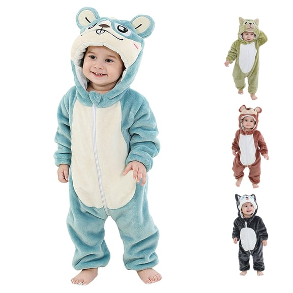 REDARER Unisex Baby Squirrel Hooded Zipper Jumpsuit for Holiday Cosplay Party Stage Performance Photoshoot Dress Up Outfit,3-6 Months