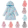 thumbnail image 1 of REDARER Unisex Hooded Bathrobe Animal Ear Decor Belted Long Sleeve Floral Heart Cartoon Plush Warm Bath Home Sleep Loungewear,12-24 Months, 1 of 9